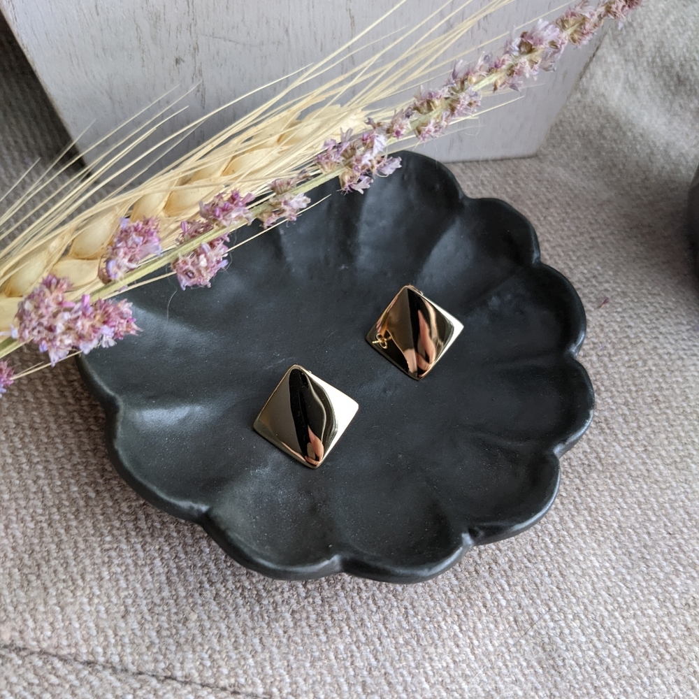 14k solid yellow gold "the Yellow Kite" rectangular gold sheet stud earr…